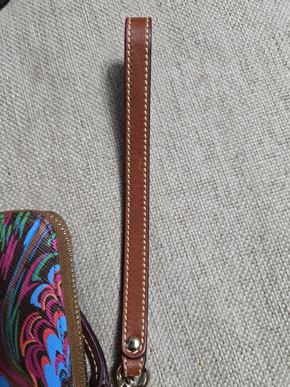 Dooney & Bourke Multicolor Marbled Print Tote and Wristlet with Brown Trim - Picture 10 of 11